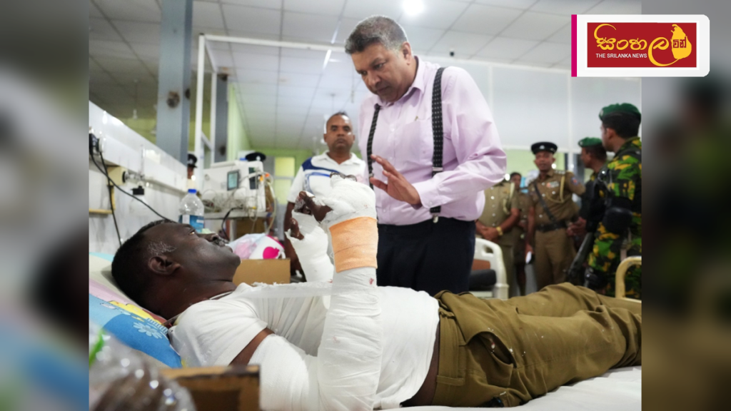 මීගමුව බන්ධනාගාර ගැටුමෙන් තුවාල ලැබූ නිලධාරීන්ගේ සුවදුක් විමසීමට අධිකරණ ඇමති රෝහලට