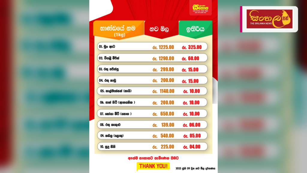 ලංකා සතොසෙන් අත්යවශ්ය භාණ්ඩ 10ක මිල අඩු කෙරේ ලංකා සතොසෙන් අත්යවශ්ය භාණ්ඩ 10ක මිල අඩු කෙරේ