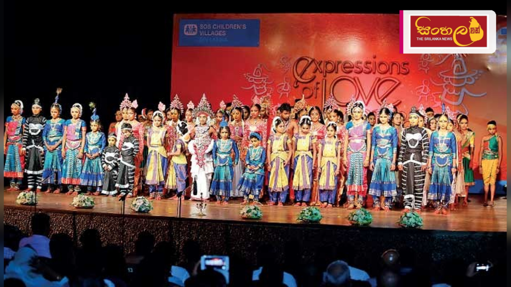 Headline: SOS ළමා ගම්මාන දරුවන්ගේ දක්ෂතා එළිදක්වන 'Rhythm of Unity' ප්‍රසංගය අද Intended image subject: Children performing on stage at a cultural event Story summary: SOS ළමා ගම්ම