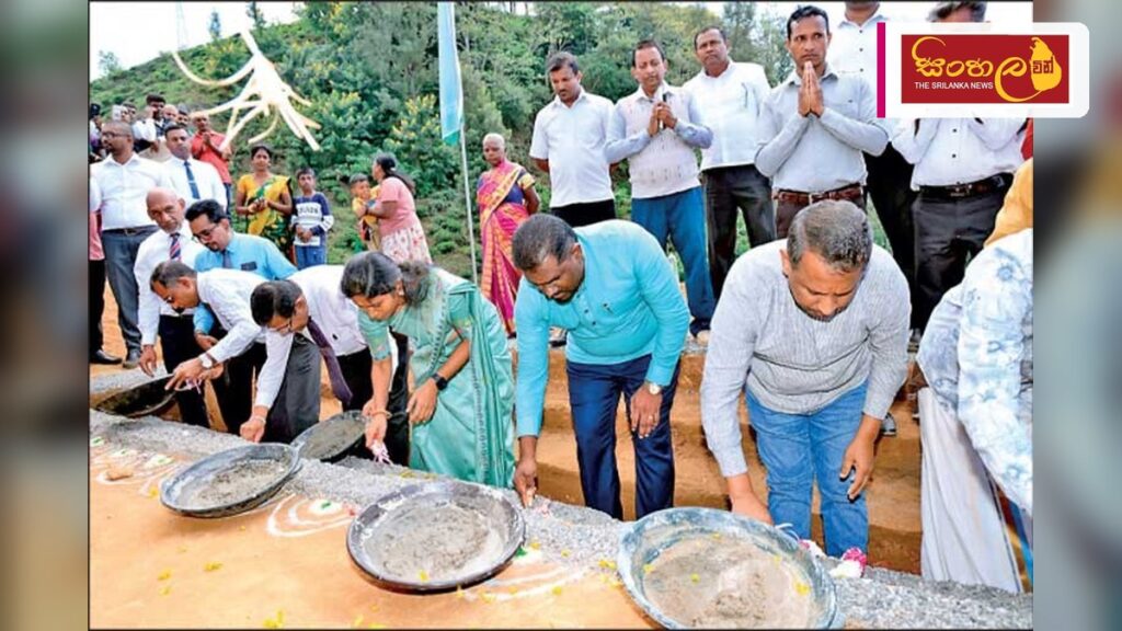 කන්දකැටියේ දිට්වා ආපදාවෙන් නිවාස අහිමි වූ පවුල් 41කට නව නිවාස ඉදිකිරීම ඇරඹේ Headline: කන්දකැටියේ දිට්වා ආපදාවෙන් නිවාස අහිමි වූ පවුල් 41කට නව නිවාස ඉදිකිරීම ඇරඹේ Intended image subject: Minister Samantha Vidyaratne laying the foundation stone for new house