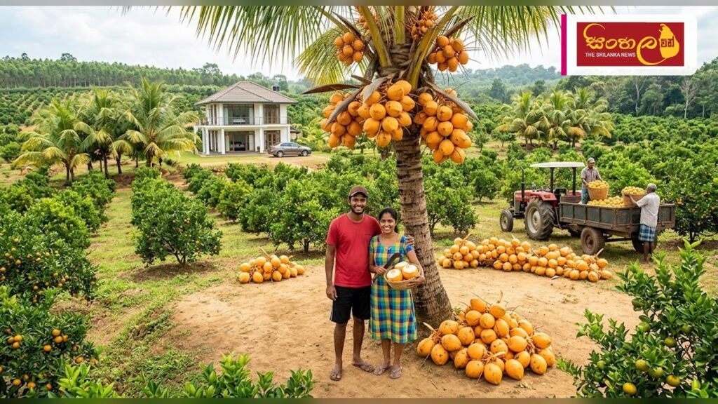 රටේ දෙවන රතු තැඹිලි ගම්මානය බදුල්ලේදී ඇරඹේ Headline: රටේ දෙවන රතු තැඹිලි ගම්මානය බදුල්ලේදී ඇරඹේ Intended image subject: King coconut saplings distribution event Story summary: රට පුරා රතු තැඹිලි වගාව ප්රචලිත කිරීමේ ජාතික ව