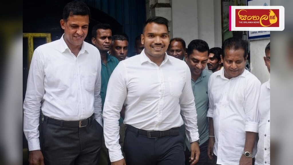 නාමල් රාජපක්ෂ සහ ජානකී සිරිවර්ධන යළි රක්ෂිත බන්ධනාගාරයට Headline: නාමල් රාජපක්ෂ සහ ජානකී සිරිවර්ධන යළි රක්ෂිත බන්ධනාගාරයට Intended image subject: Namal Rajapaksa at court Story summary: ක්රිෂ් ගනුදෙනුවට අදාළ නඩුව කැඳවූ අවස්ථාවේදී පාර්ල